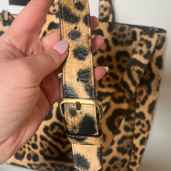 DRIES VAN NOTEN leather leopard tote with shoulder strap - Picture 3 of 12